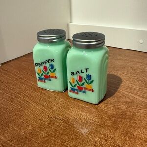 Vintage Style Jadeite Salt and Pepper Shakers